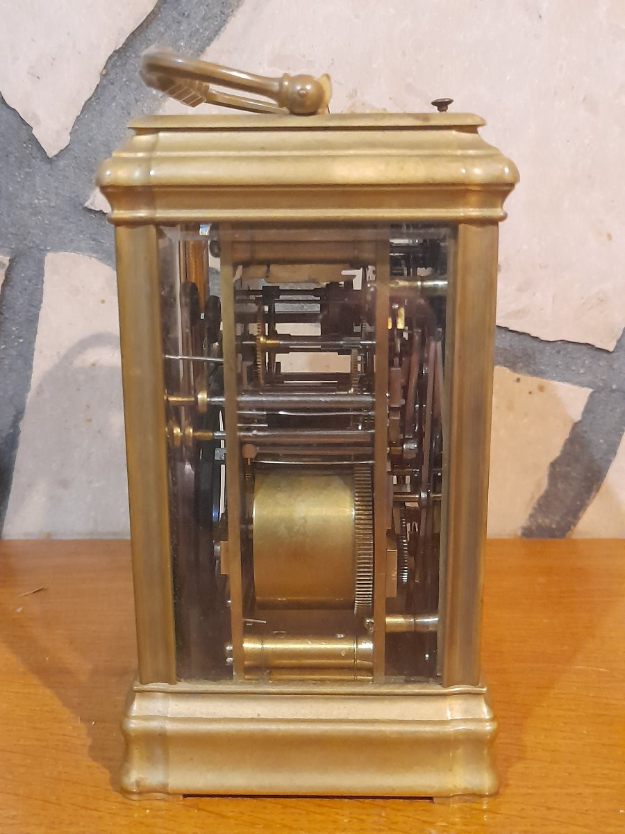 Rare pendulette officier de voyage avec écrin grande sonnerie pendule réveil alarme-photo-3