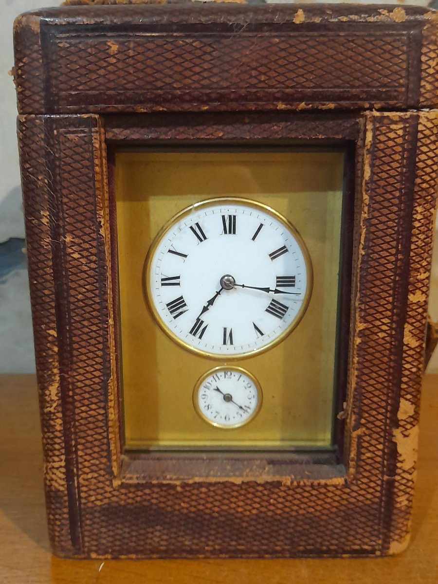 Rare pendulette officier de voyage avec écrin grande sonnerie pendule réveil alarme-photo-1