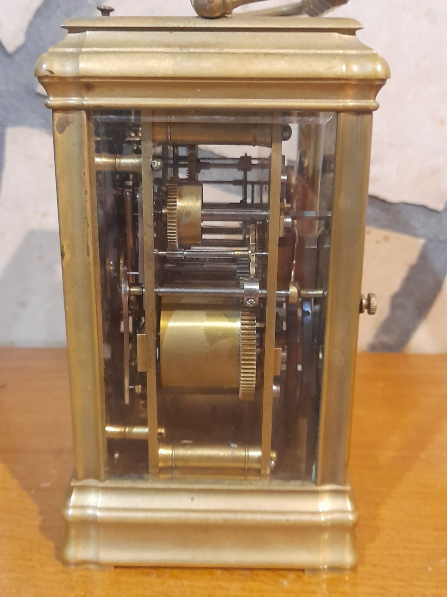 Rare pendulette officier de voyage avec écrin grande sonnerie pendule réveil alarme-photo-3