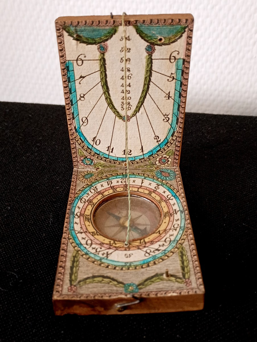 Sundial Diptych Compass, 18th Century, Scientific Measuring Instrument-photo-2
