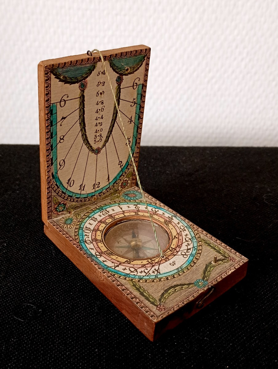 Sundial Diptych Compass, 18th Century, Scientific Measuring Instrument