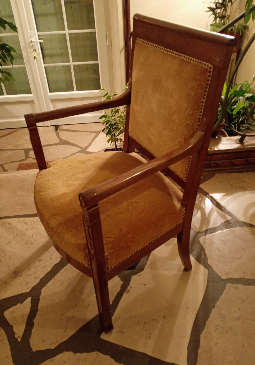 Pair Of Period Mahogany Armchairs From The Consulate Period, First Empire, Napoleon I Era -photo-3