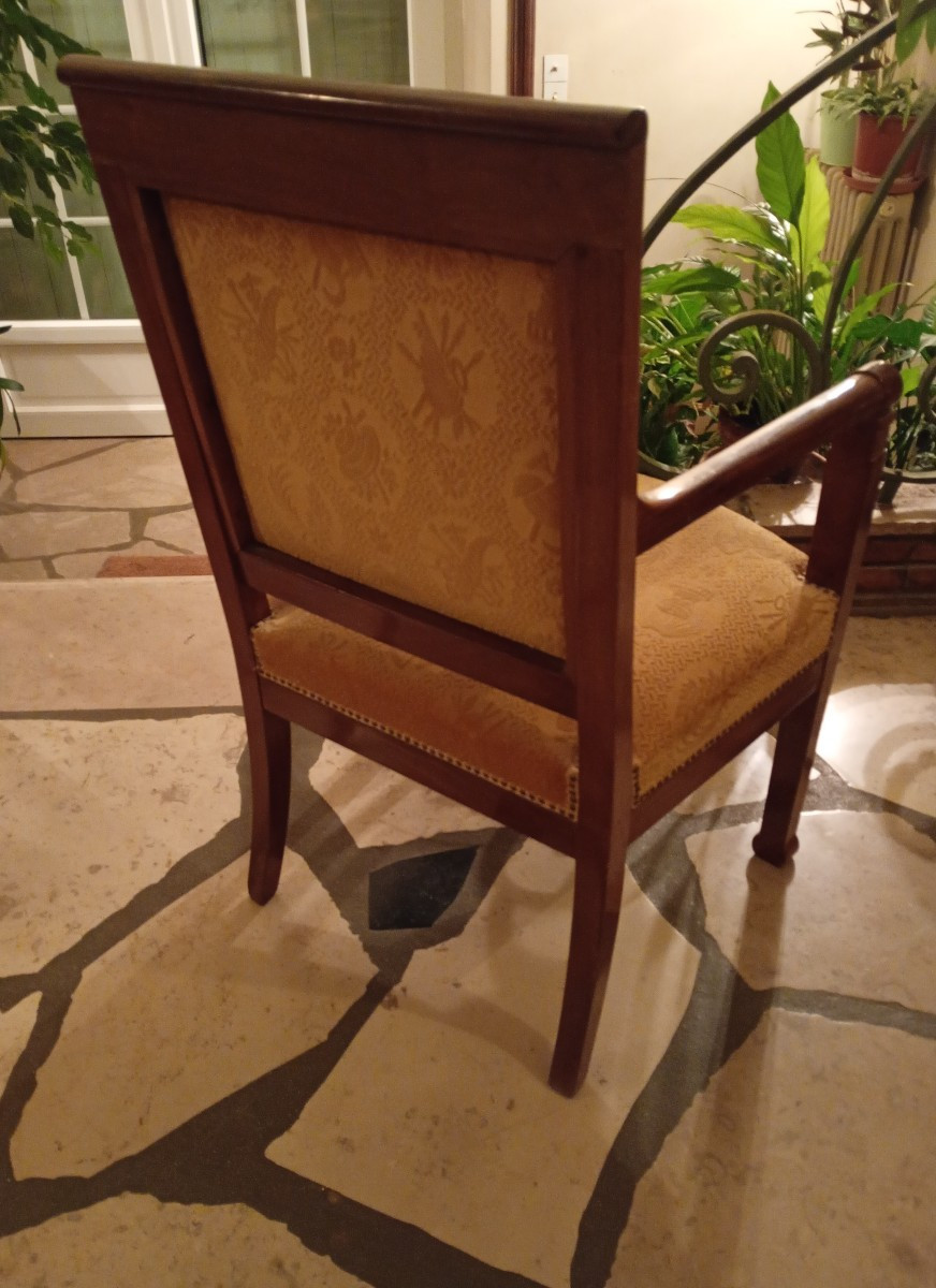 Pair Of Period Mahogany Armchairs From The Consulate Period, First Empire, Napoleon I Era -photo-4