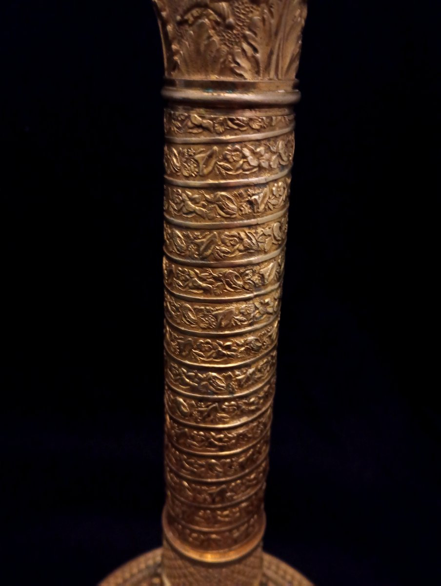 Empire Restoration Period Gilt Bronze Candlestick -photo-2