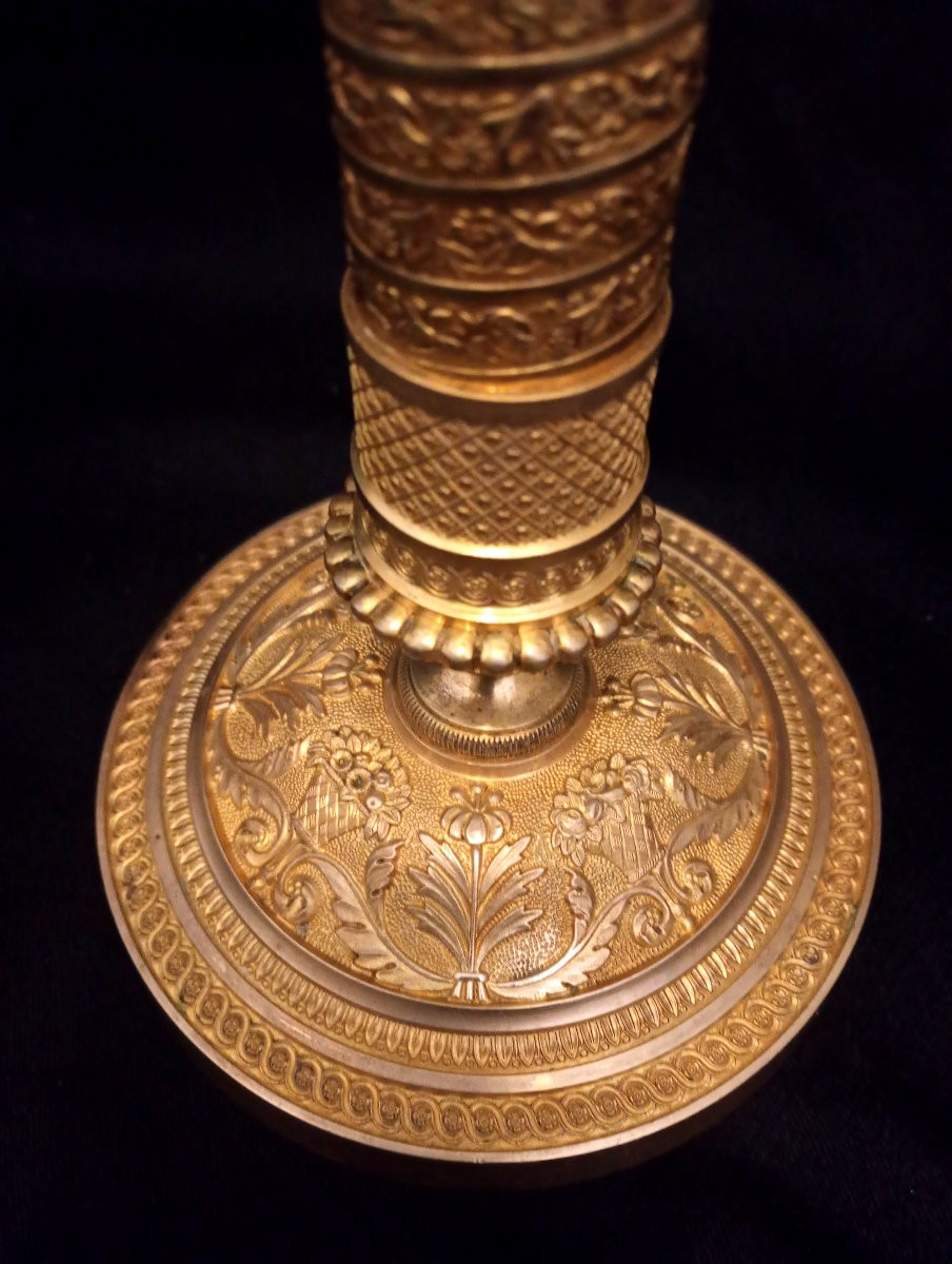 Empire Restoration Period Gilt Bronze Candlestick -photo-3