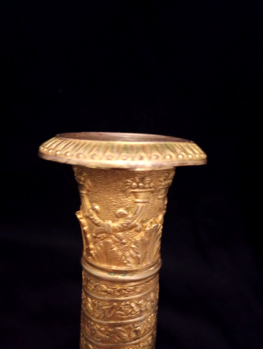 Empire Restoration Period Gilt Bronze Candlestick -photo-2