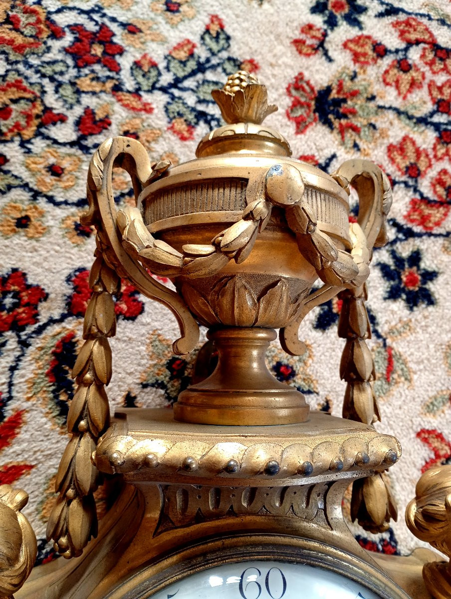 Cartel d'applique en bronze doré époque Louis XVI 18eme xviii siecle-photo-3