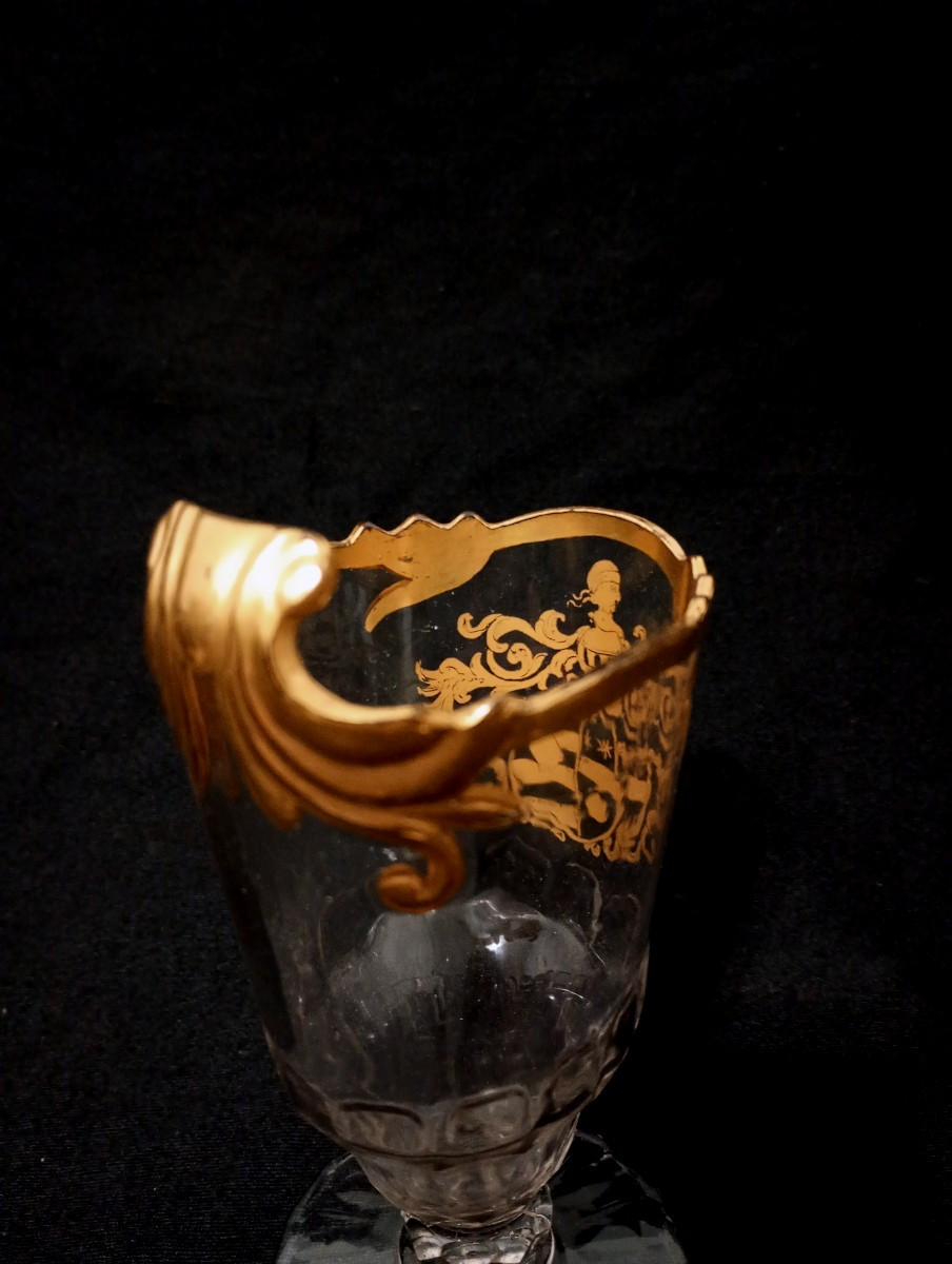 Verre à dessert fabriqué en Silésie à décor d'armoiries blason xviii 18eme siecle-photo-3
