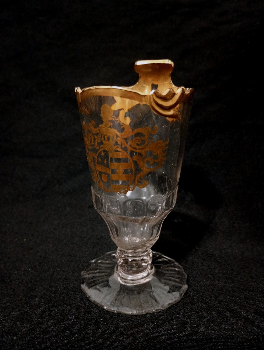 Verre à dessert fabriqué en Silésie à décor d'armoiries blason xviii 18eme siecle