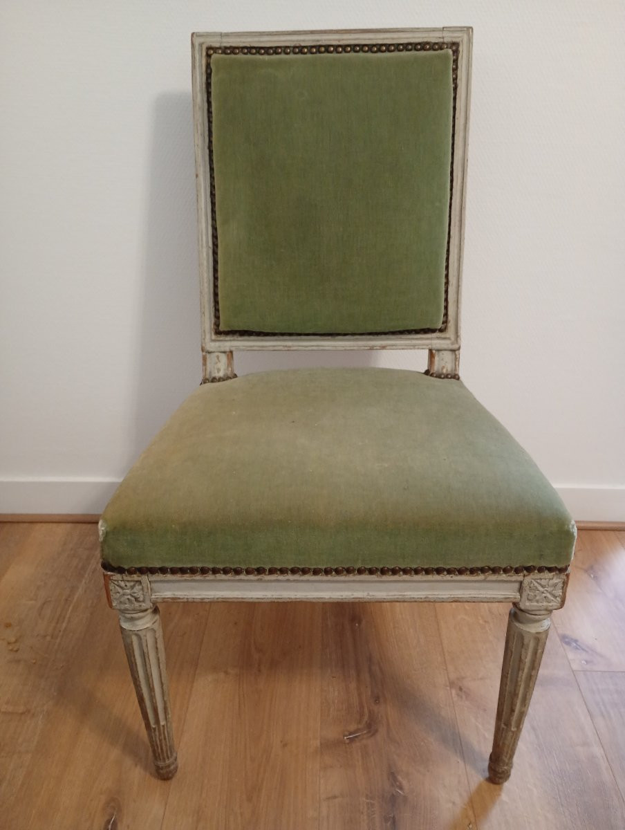 Pair Of Chairs Stamped Sene, Louis XVI Period, 16 Seats, 18th Century-photo-2