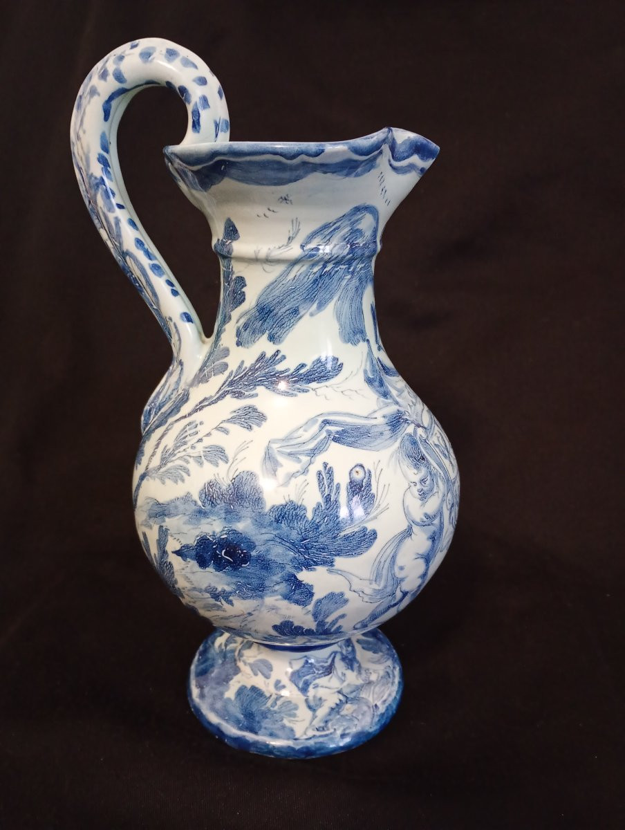 Italian Savona Faience Ewer, 17th Century, High Period, With Gonzaga Coat Of Arms-photo-1