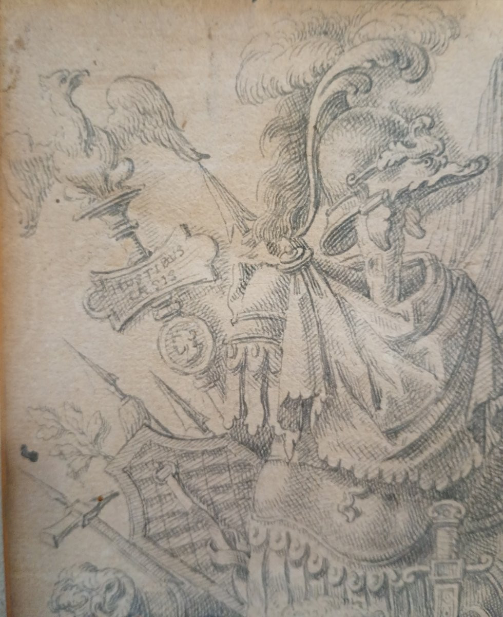 Drawing Of A Trophy Of Arms After Delafosse, Ornaments, Allegory Of War -photo-3