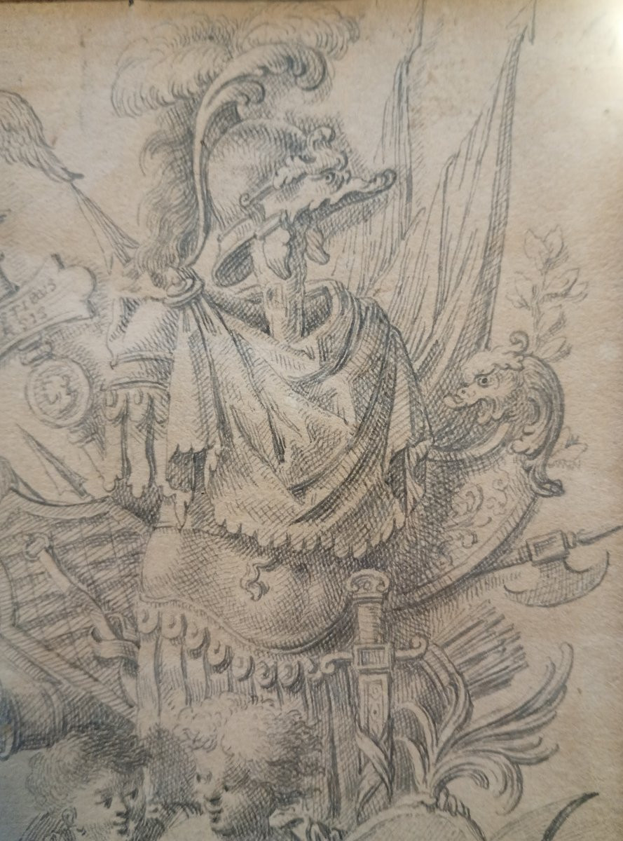 Drawing Of A Trophy Of Arms After Delafosse, Ornaments, Allegory Of War -photo-1