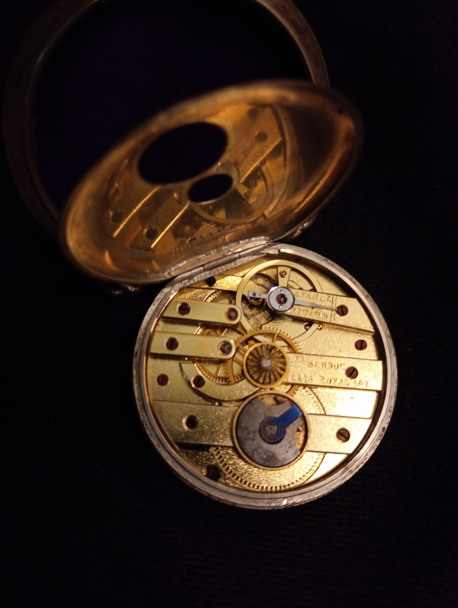 Montre de deuil gousset Gustave Sandoz horlogerie ancienne châtelaine armoiries blason noblesse-photo-1