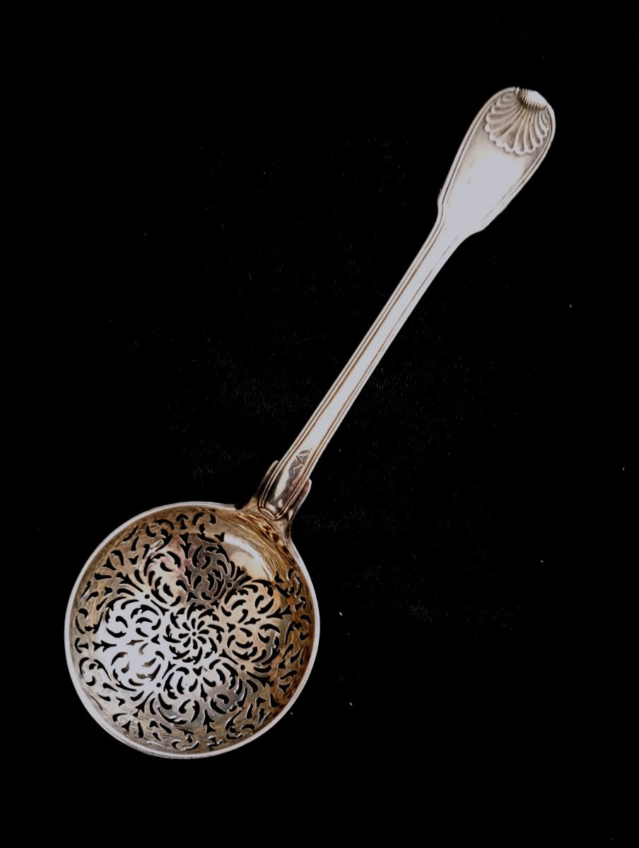 Solid Silver Sugar Sifter Spoon, Louis XVI Period, 16 -photo-2