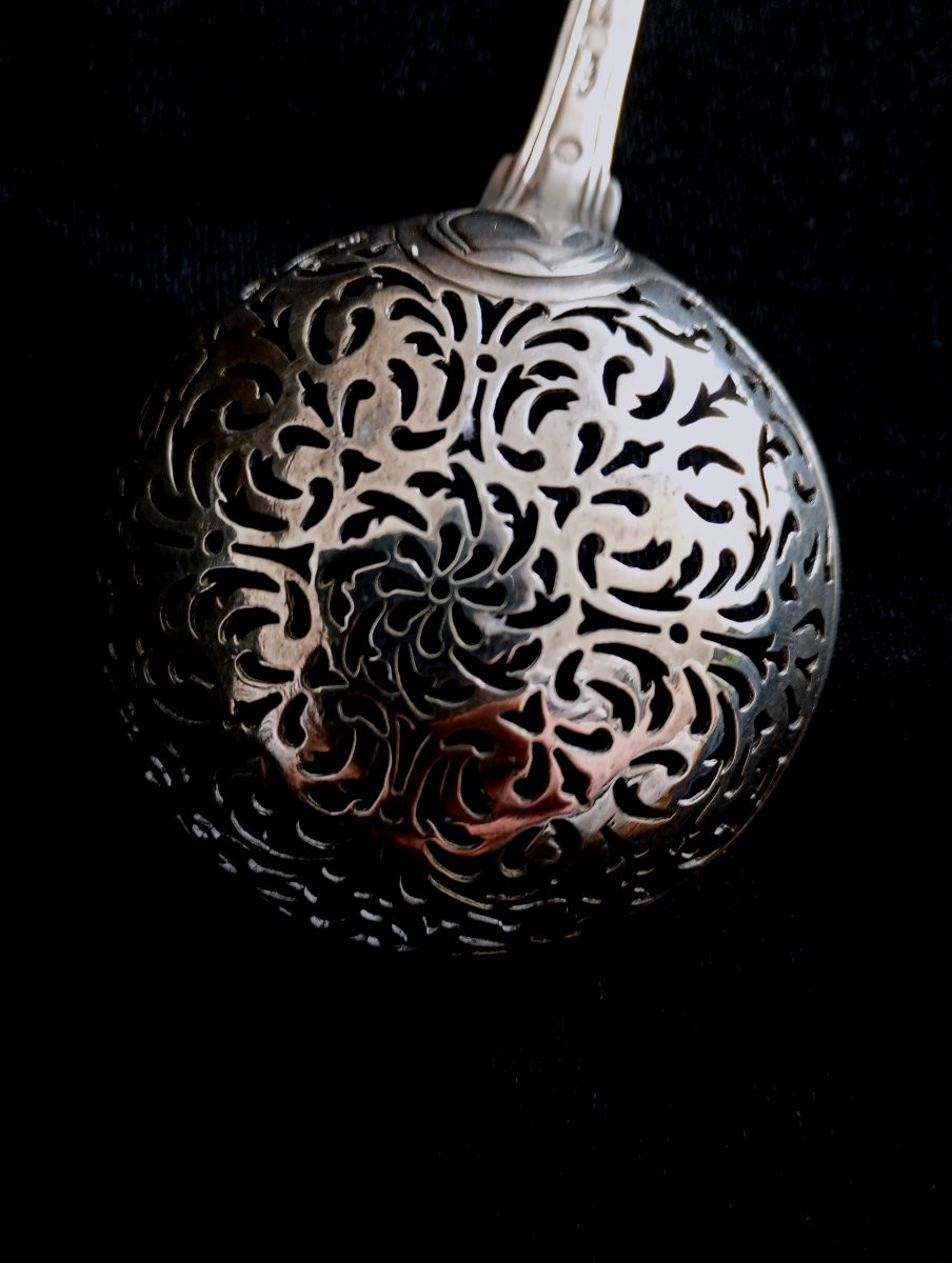 Solid Silver Sugar Sifter Spoon, Louis XVI Period, 16 -photo-3
