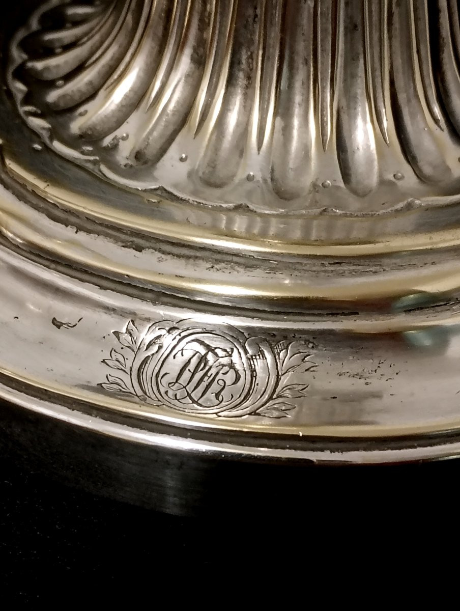Paire de bougeoirs en bronze argenté epoque Louis xvi 16 18eme xviii siecle flambeaux-photo-3