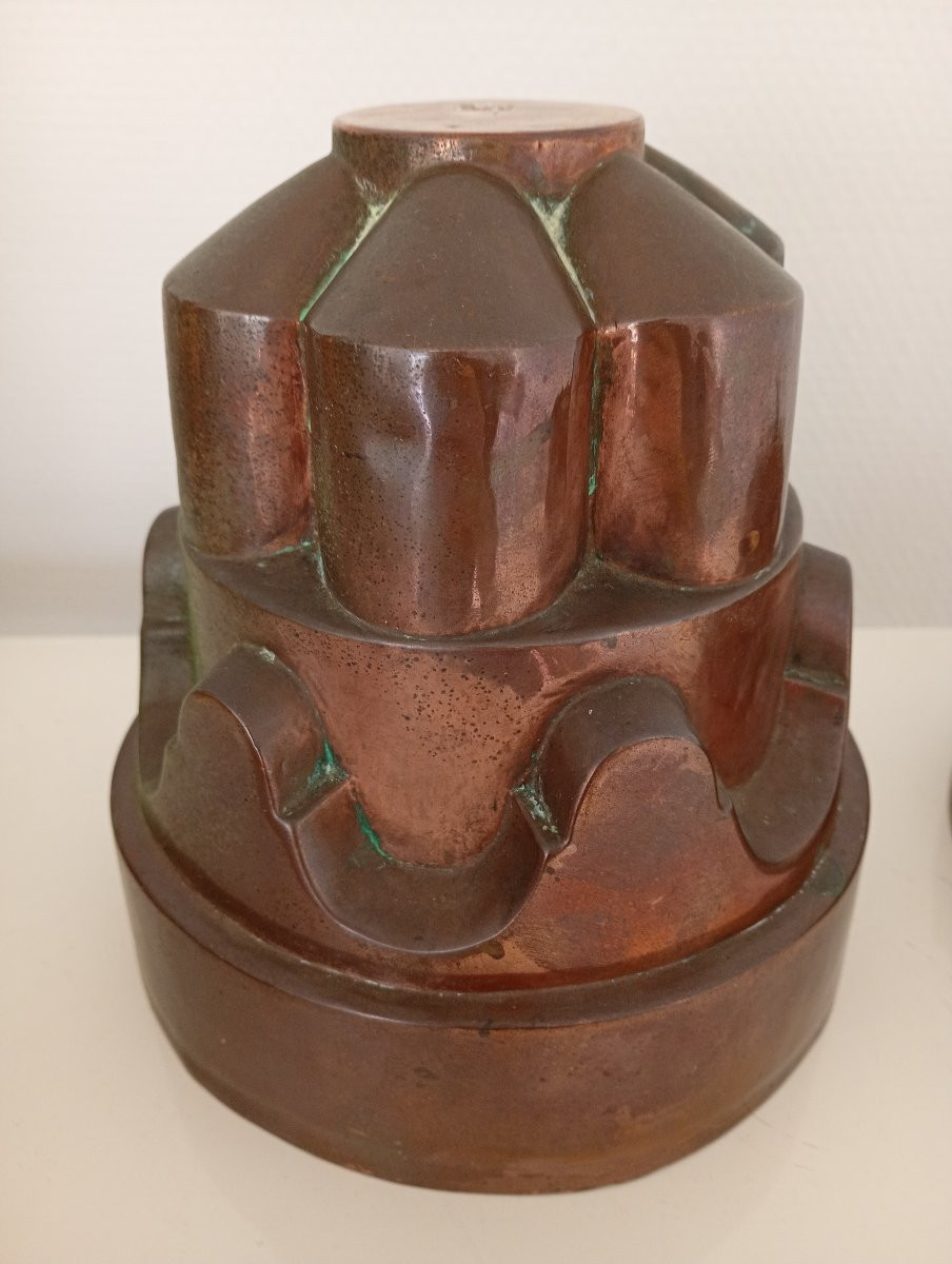 Set Of Three Antique Copper Cake Molds, 19th/19th Century, Copperware-photo-3