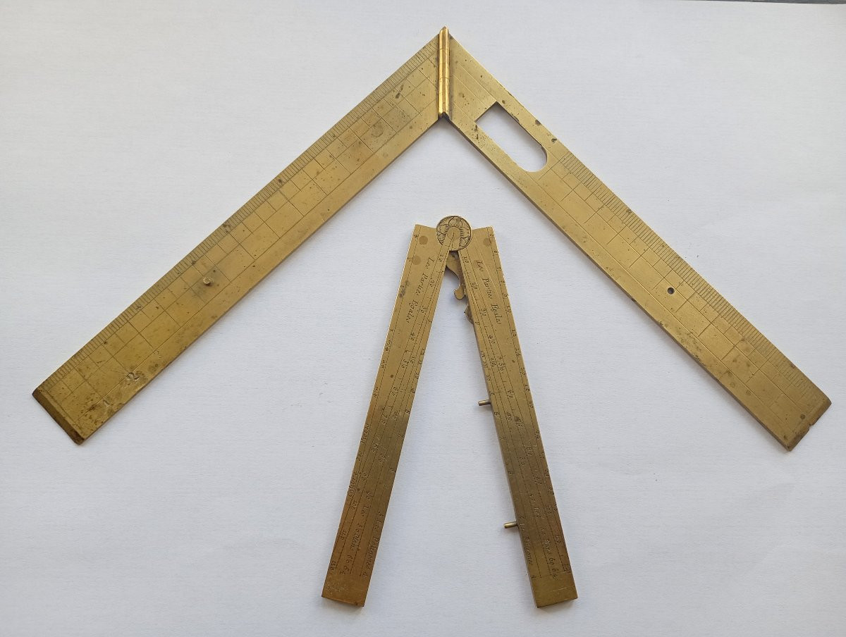 deux pieds de roi laiton anciennes mesures ancien régime instruments scientifiques xviii 18eme-photo-3