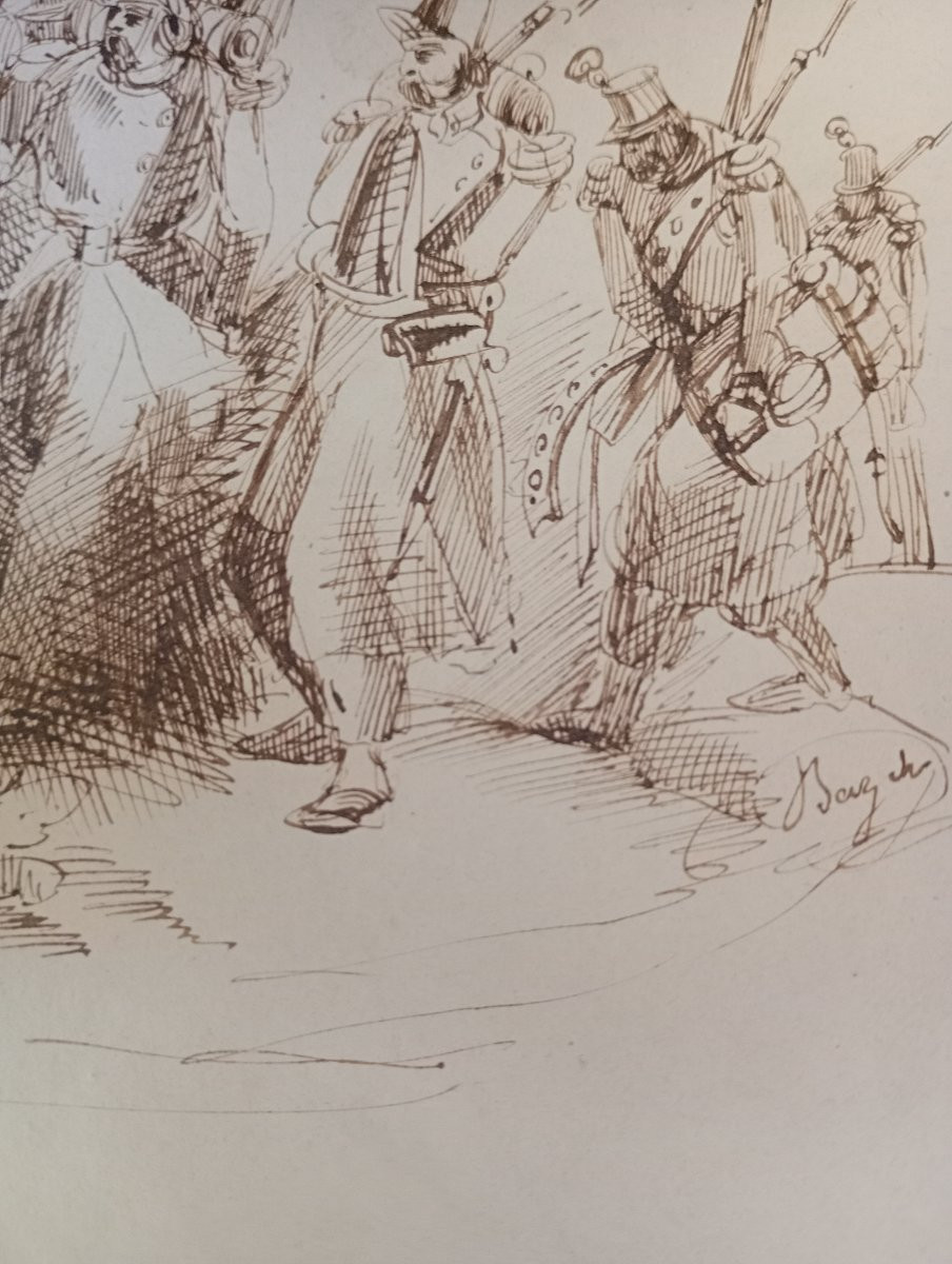 Dessin expédition militaire algerie militaria epoque xix 19eme siecle orientalisme-photo-4