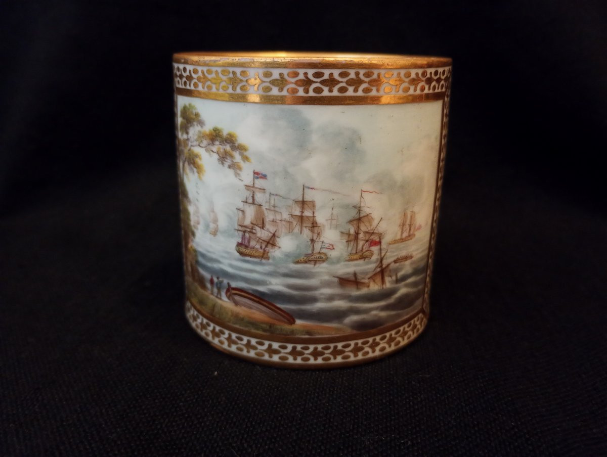 Tasse à café en porcelaine anglaise manufacture de Derby marine epoque fin xviii 18eme siecle -photo-2