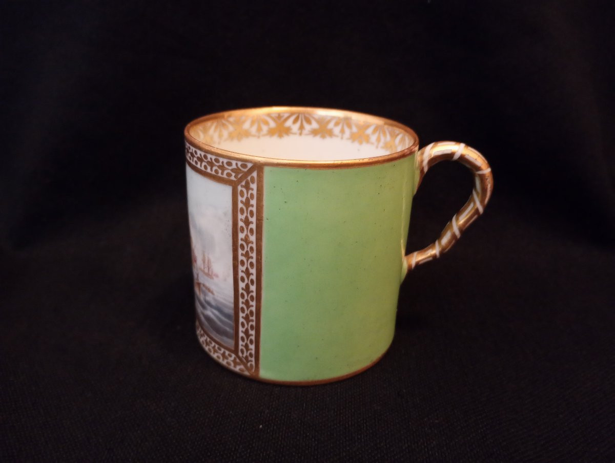 Tasse à café en porcelaine anglaise manufacture de Derby marine epoque fin xviii 18eme siecle -photo-3