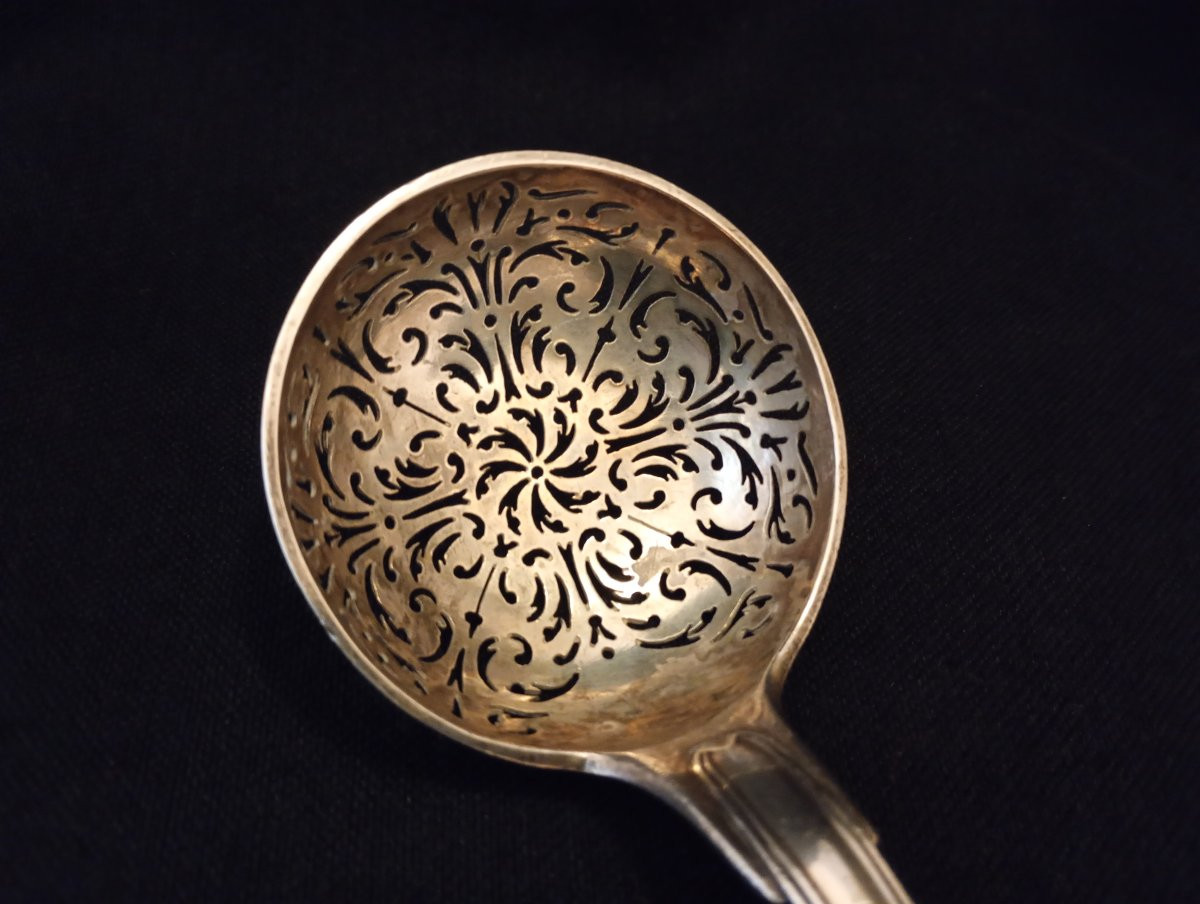 Cuillère à sucre saupoudreuse cuiller argent massif epoque xviii eme 18e siecle-photo-3