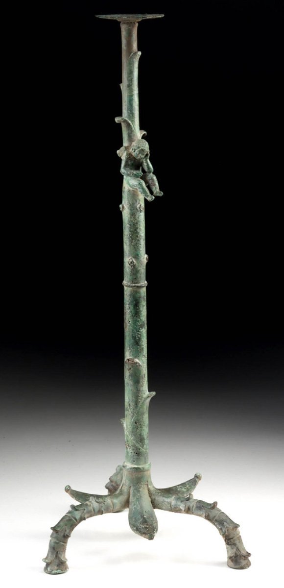 Paire de flambeaux bougeoirs epoque second empire napoleon 3 III barbedienne bronze-photo-1