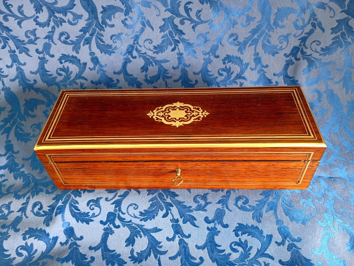 Coffret Boite à Gants Marqueterie Epoque Second Empire Napoleon 3 III XIX 19eme Siecle