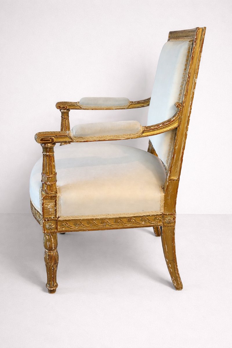 Armchair Gilded Wood Empire Period Restoration Château De Versailles Apparat Bureau XIXeme-photo-2