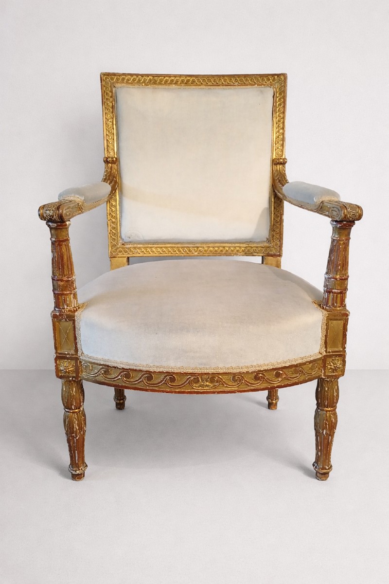 Armchair Gilded Wood Empire Period Restoration Château De Versailles Apparat Bureau XIXeme