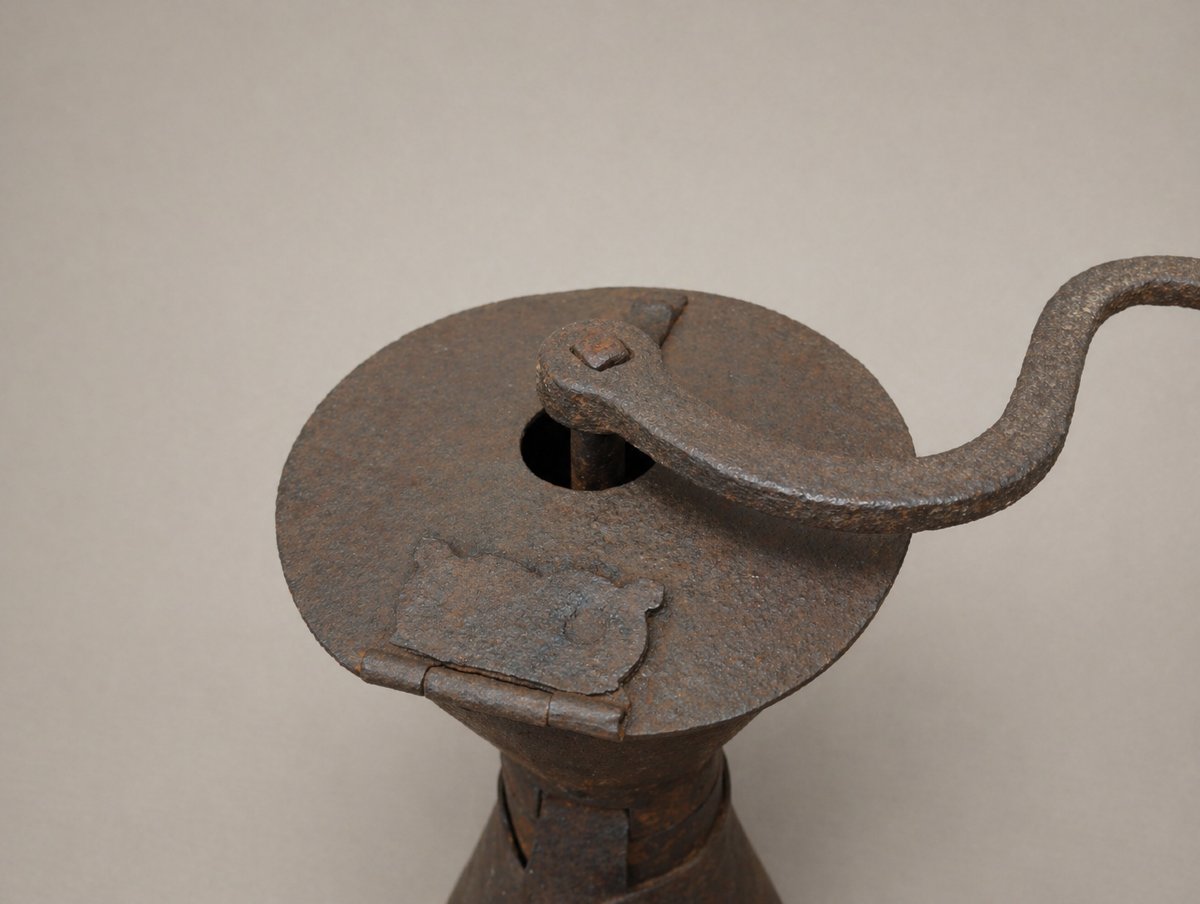 Hourglass Coffee Grinder High Period Louis XIV 14 XVII - XVIII 17 18th Century Wrought Iron-photo-3