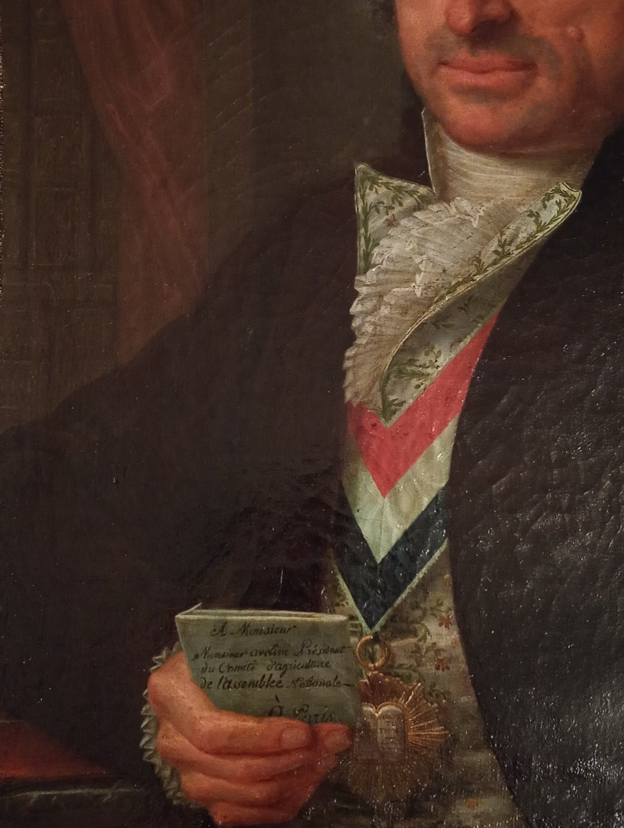 Painting Portrait Oil On Canvas Aveline Deputy Calvados Revolutionary Period End XVIIIeme-photo-3