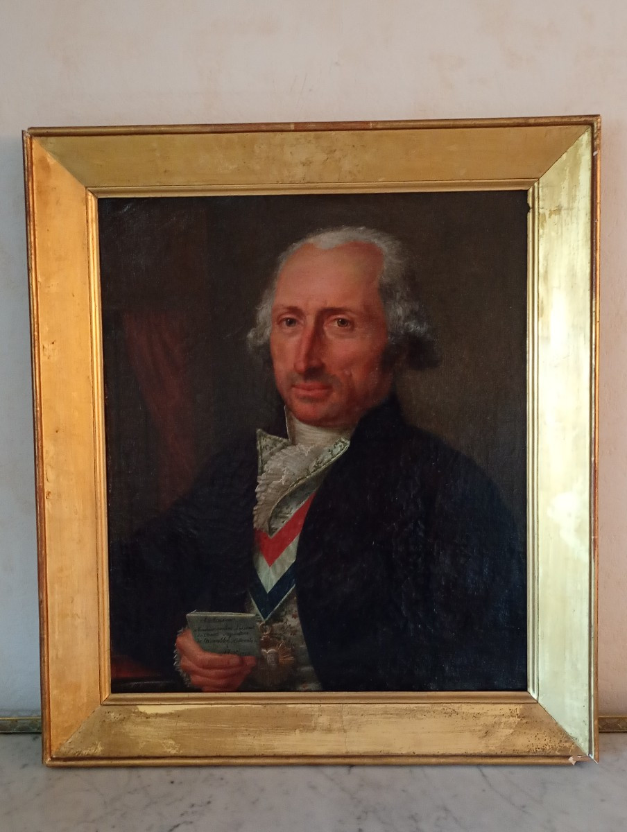 Painting Portrait Oil On Canvas Aveline Deputy Calvados Revolutionary Period End XVIIIeme