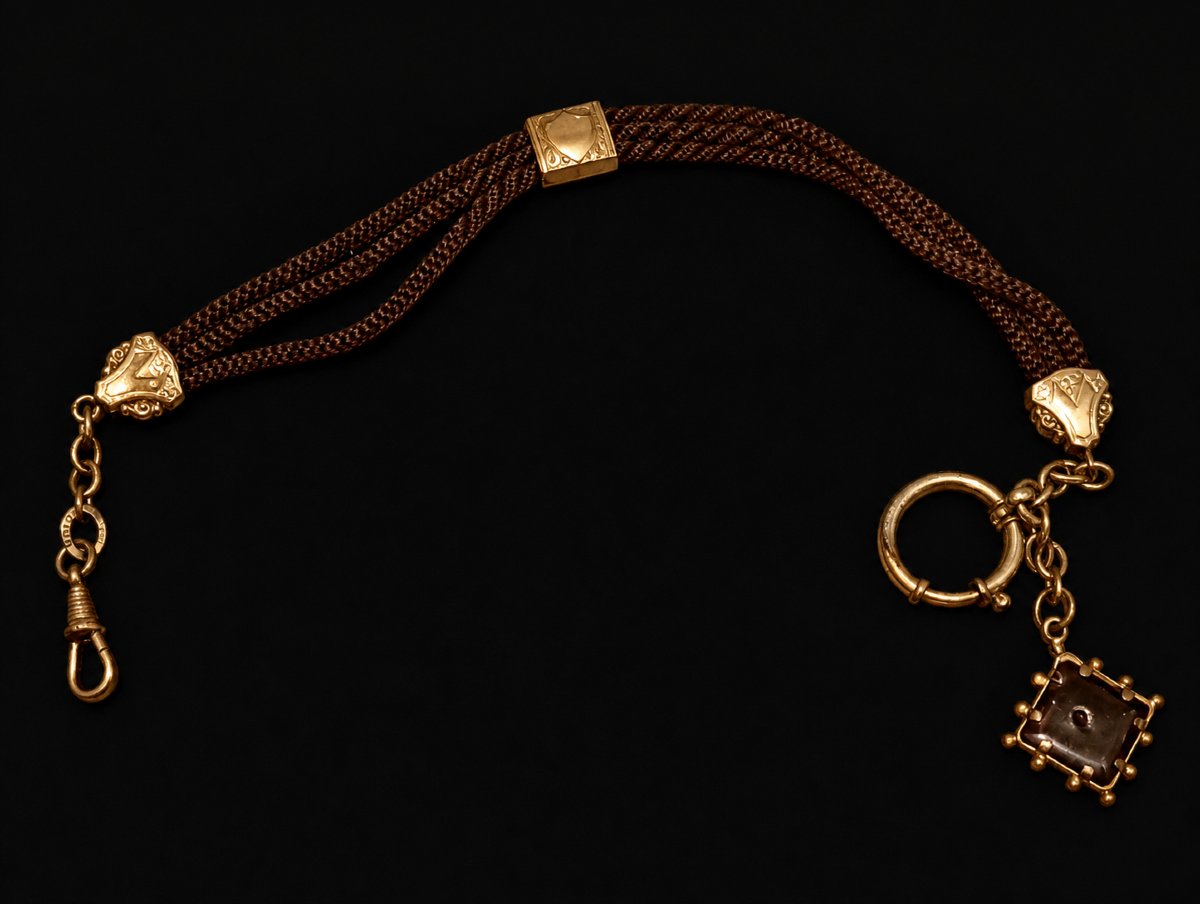 Chaine Gilletiere Cheveux Montre Gousset, Mourning Or Sentimental Jewel Napoleon 3 III Period-photo-2