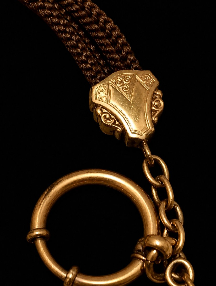 Chaine Gilletiere Cheveux Montre Gousset, Mourning Or Sentimental Jewel Napoleon 3 III Period-photo-3