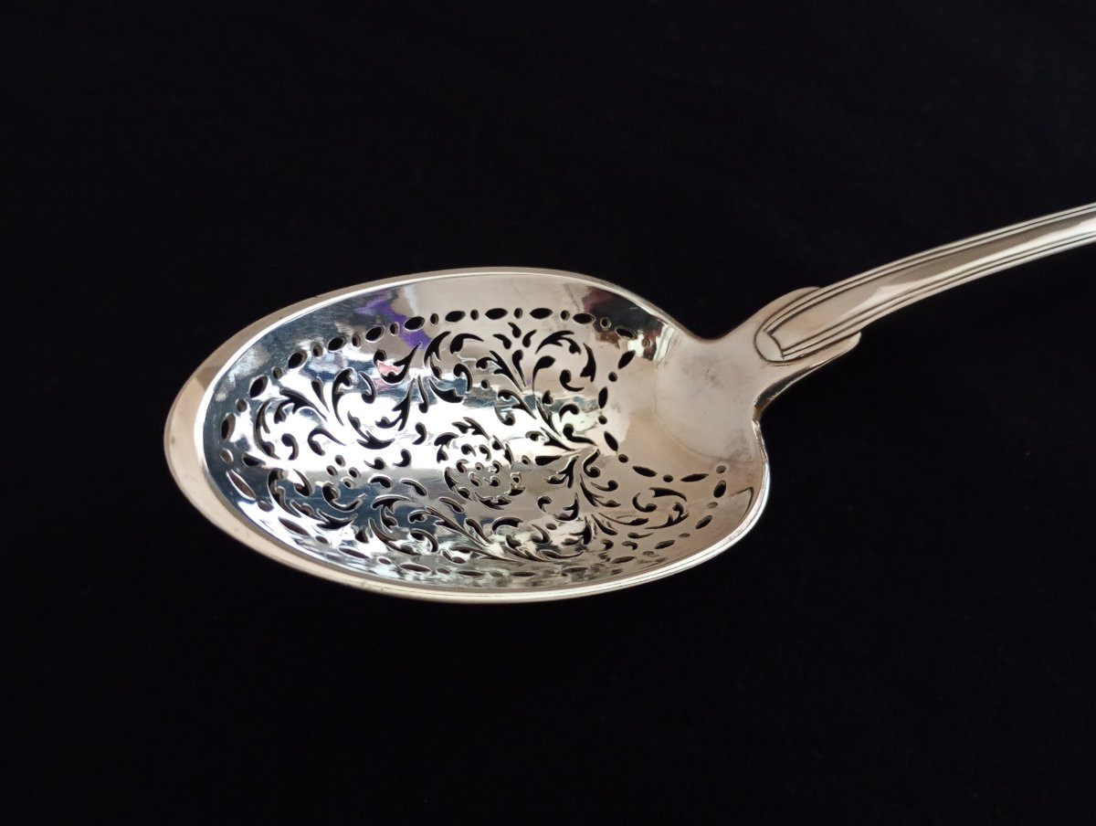 Olive Spoon Solid Silver Silverware Ancien Régime Fermiers Généraux Epoque 18eme XVIII-photo-3