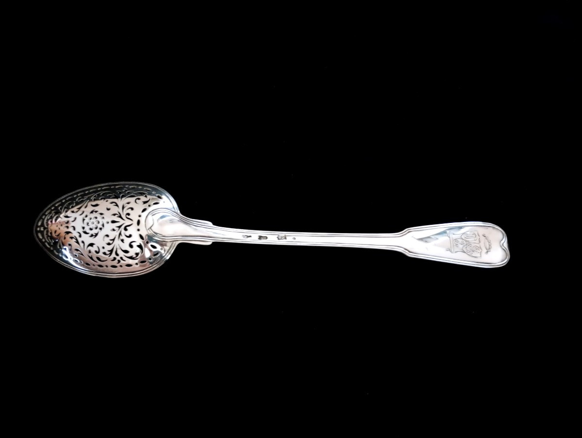 Olive Spoon Solid Silver Silverware Ancien Régime Fermiers Généraux Epoque 18eme XVIII