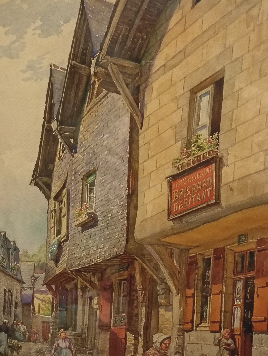 Watercolor Ernest Jean Marie Millard De Bois Durand Landscape City Of Fougères Brittany Painting-photo-4
