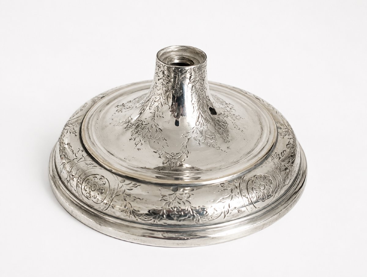 Pair Of Silver-plated Bronze Torch Candlesticks Louis XV Period 15 Antiques 18th Century-photo-2