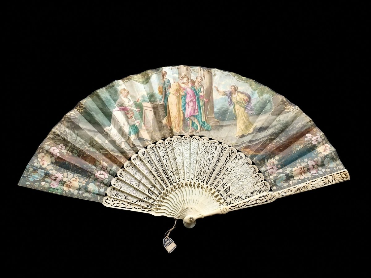 Éventail ivoire epoque louis xvi 16 retour de Télémaque Odyssée 18eme xviii siecle 