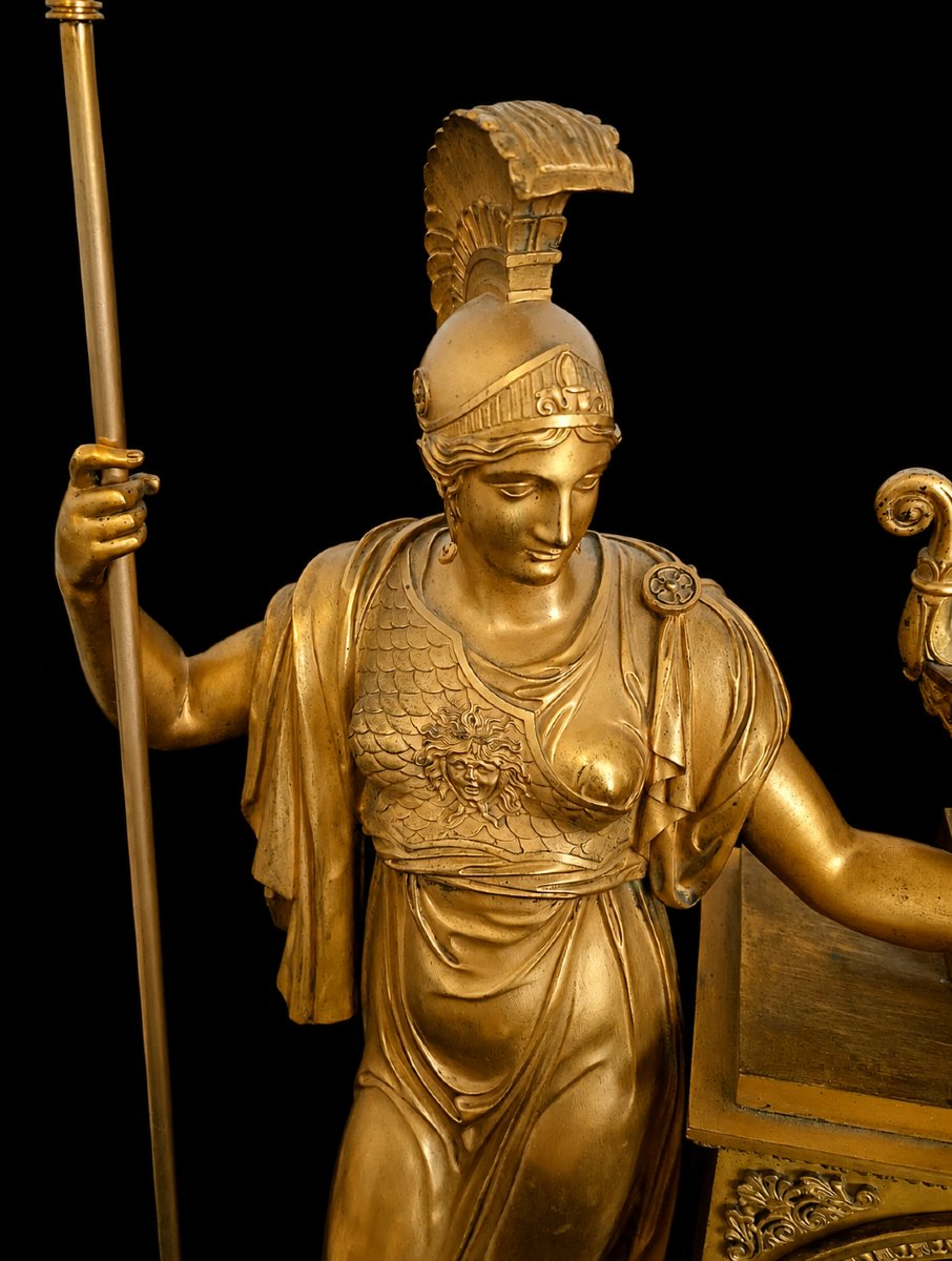 Restoration Period Clock Minerve Athena Gilt Bronze XIX 19eme Siecle-photo-3