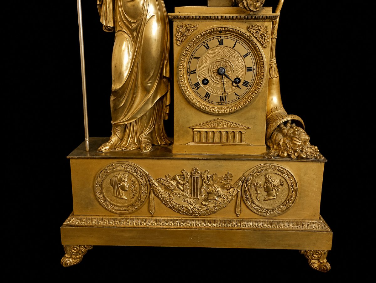 Restoration Period Clock Minerve Athena Gilt Bronze XIX 19eme Siecle-photo-4