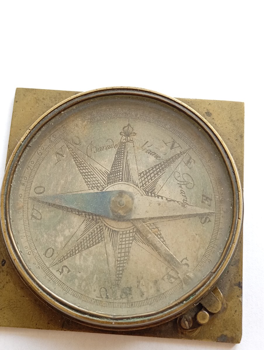 Bronze Compass Signed Baradelle Scientist Période 18th Century XVIII-photo-2