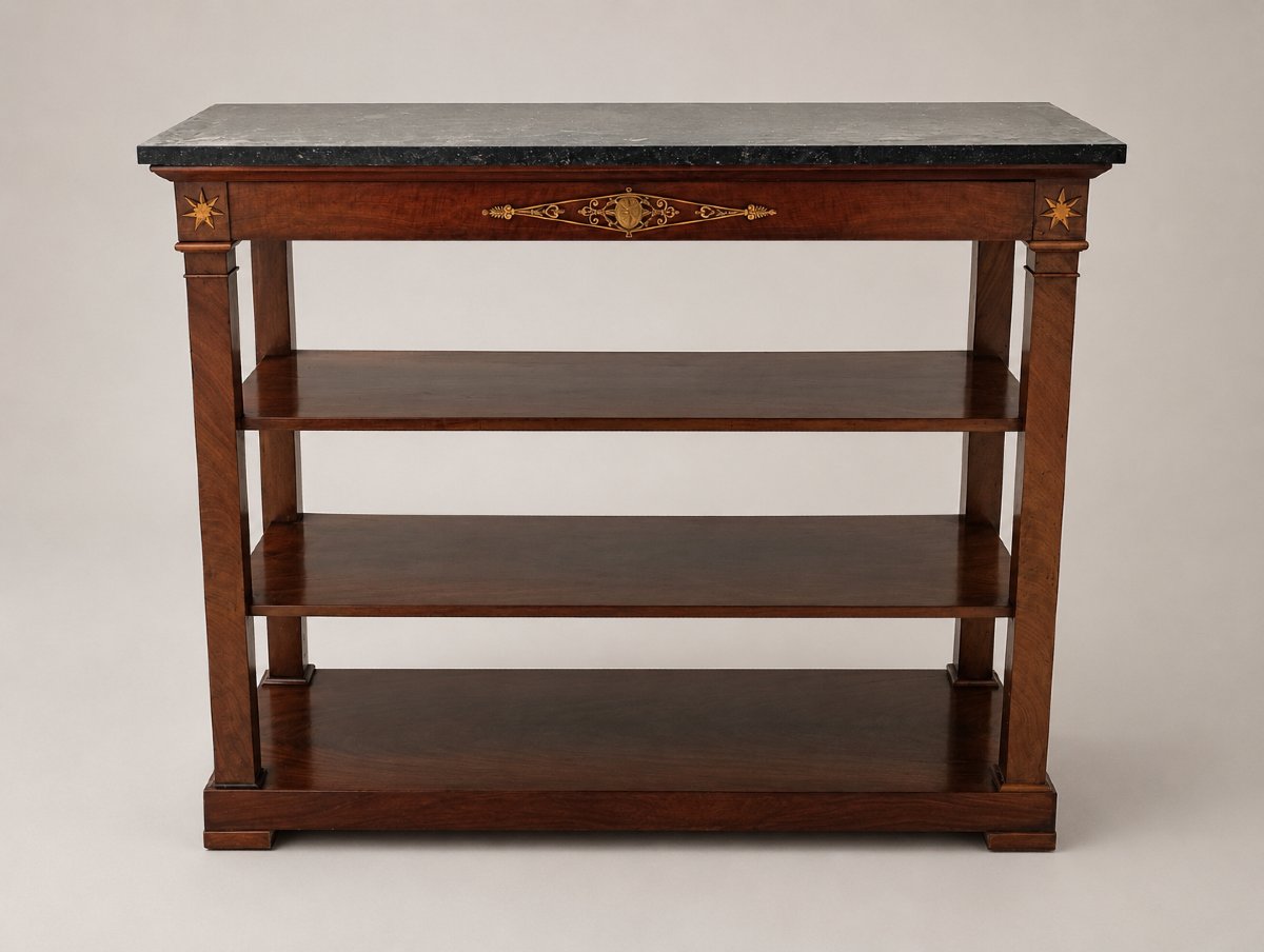 Console desserte à étagères d'époque Empire en acajou xix 19eme siecle
