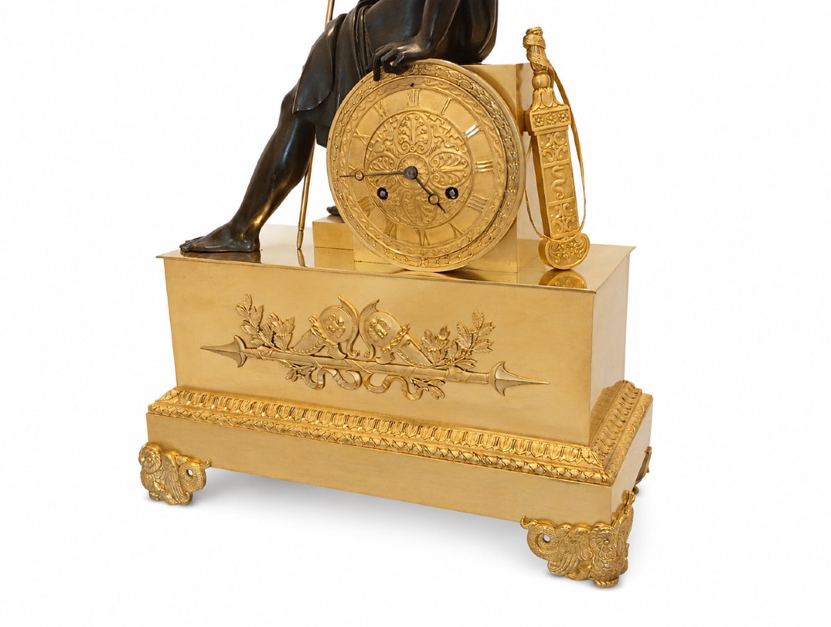 Ulysse Clock, Gilded Bronze, Restoration Period, 19th Century-photo-2