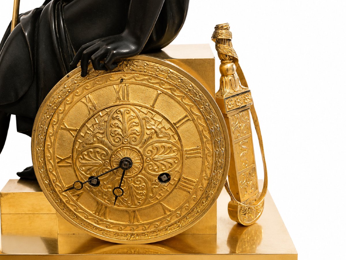 Ulysse Clock, Gilded Bronze, Restoration Period, 19th Century-photo-3