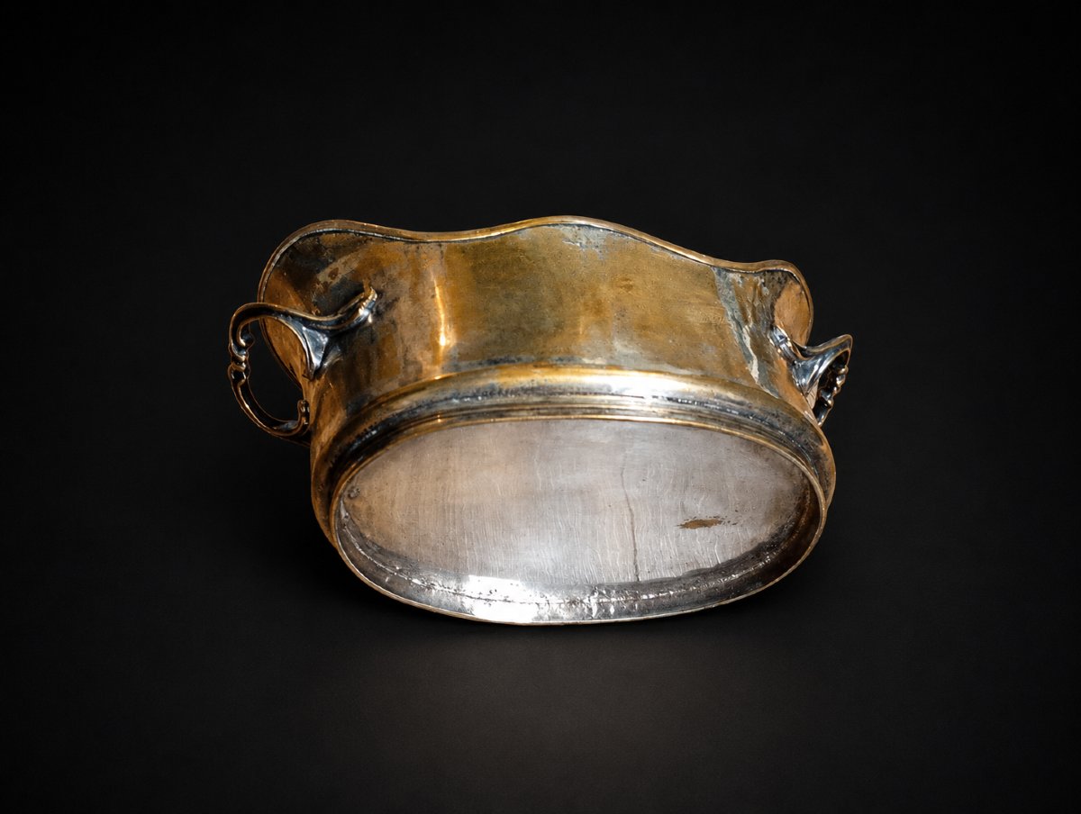 Silver-plated Metal Bottle Cooler From The 18th Century (ancien Régime)-photo-2