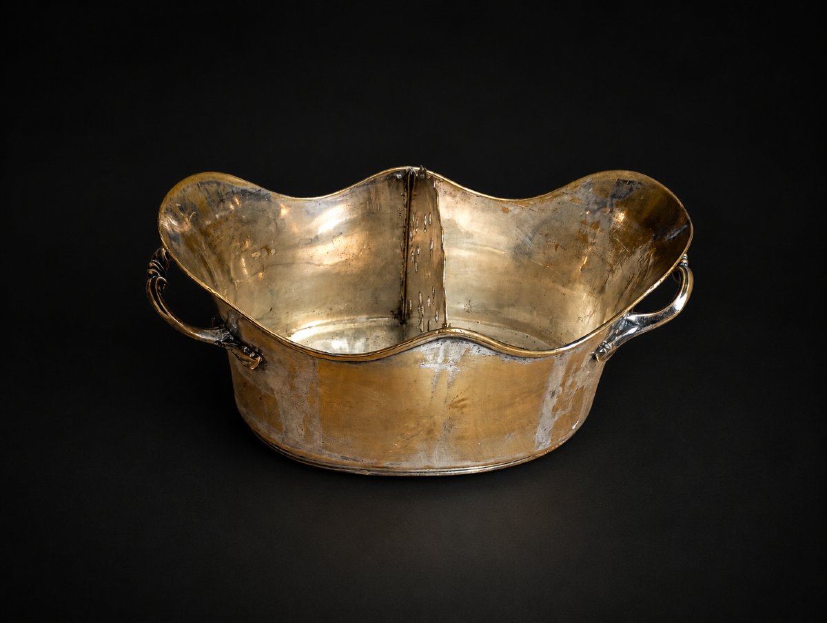 Silver-plated Metal Bottle Cooler From The 18th Century (ancien Régime)-photo-4