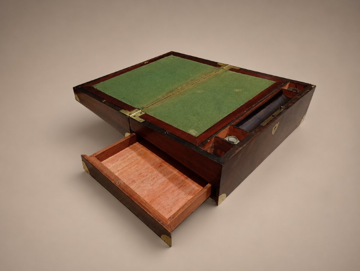Écritoire de marine nécessaire à écrire coffret boite acajou epoque Restauration bureau-photo-3